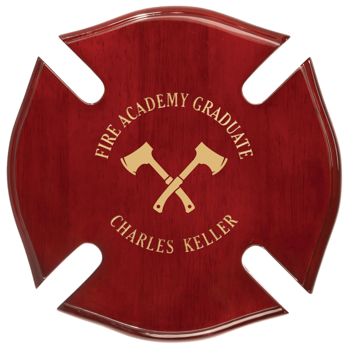 Rosewood Piano Finish Maltese Cross Plaque Board - 10" x 10"
