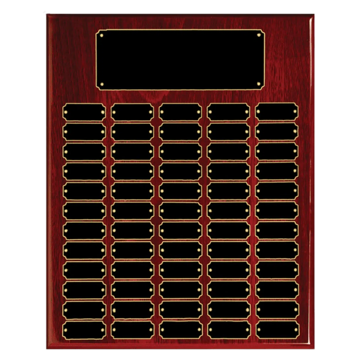 Rosewood Piano Finish Perpetual Plaque with 12 to 84 Plates - LightForce Laser Engraving, LLC