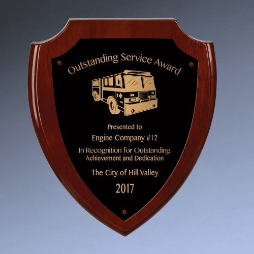 Rosewood Piano Finish Shield Plaque Board - 7" x 9" (7 1/4" x 8 3/4")