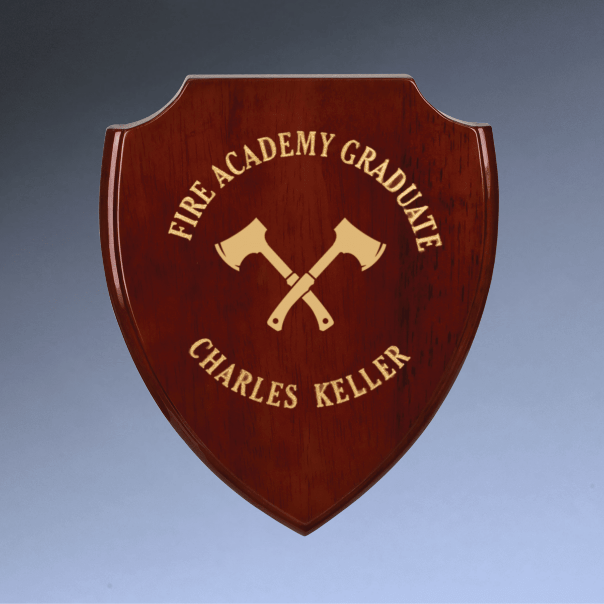 Rosewood Piano Finish Shield Plaque Board - 7" x 9" (7 1/4" x 8 3/4")