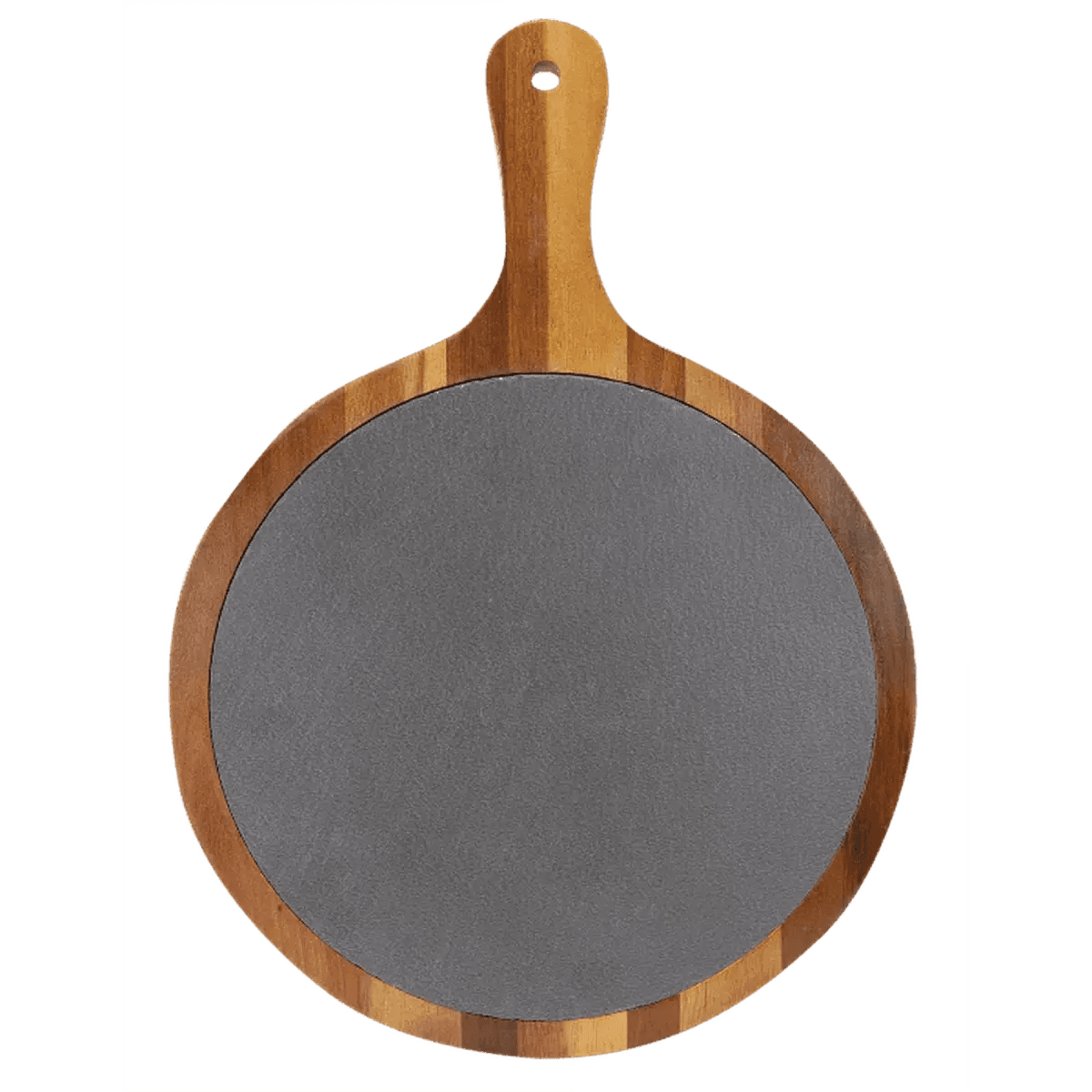 Round Acacia Wood and Slate Cutting Board Bar Sign - Cheers to Great Friends - 8 1/4" x 12 1/4"