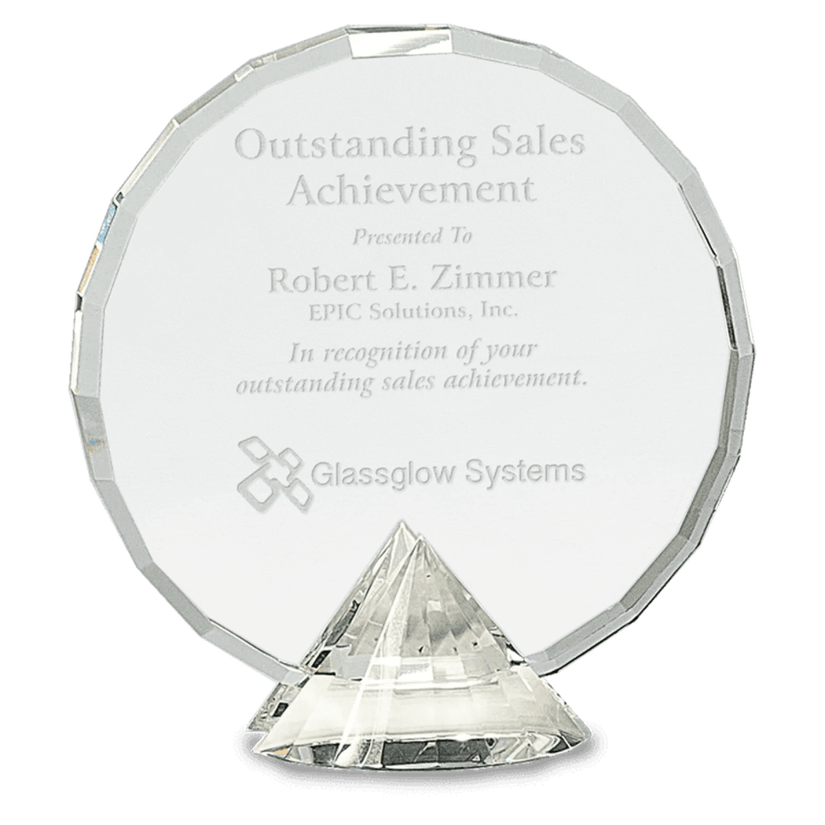 Round Crystal Awards with Diamond Base for Milestones & Achievement - 6 1/2"