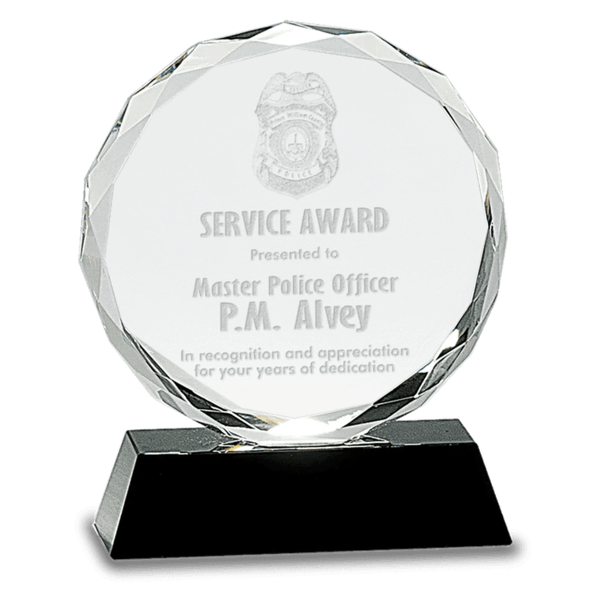 Round Facet Crystal Awards with Black or Blue Crystal Base - Black