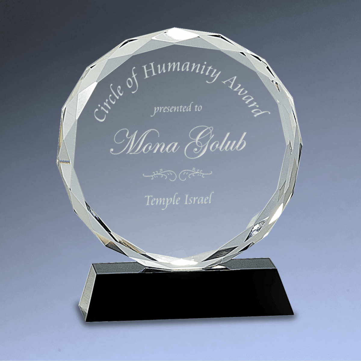 Round Facet Crystal Awards with Black or Blue Crystal Base - Black