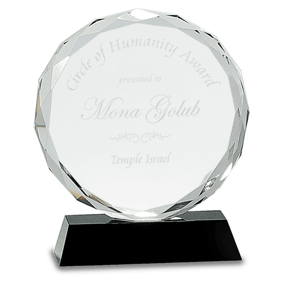 Round Facet Crystal Awards with Black or Blue Crystal Base - Black