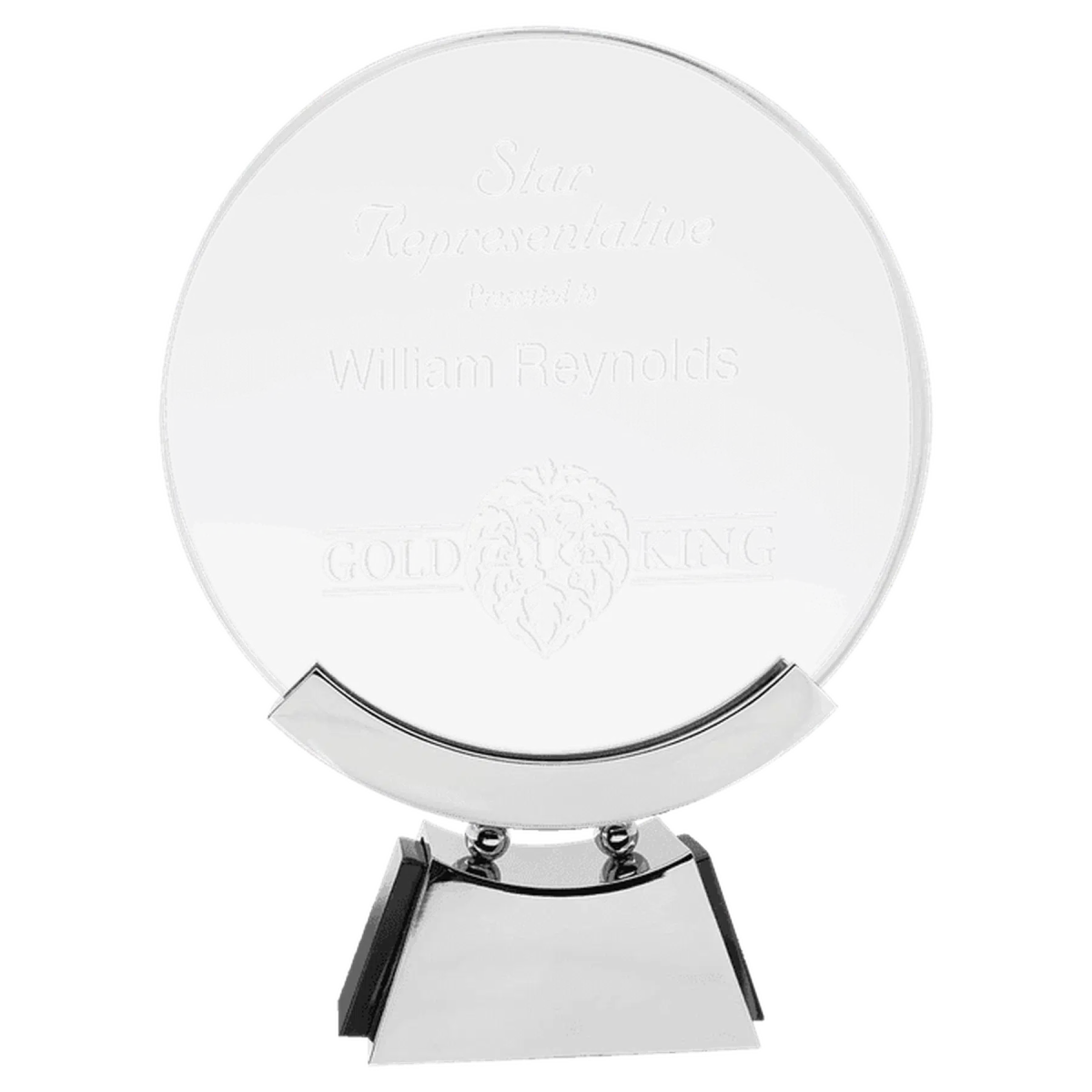 Round Voyager Glass with Silver/Black Base - LightForce Laser Engraving, LLC