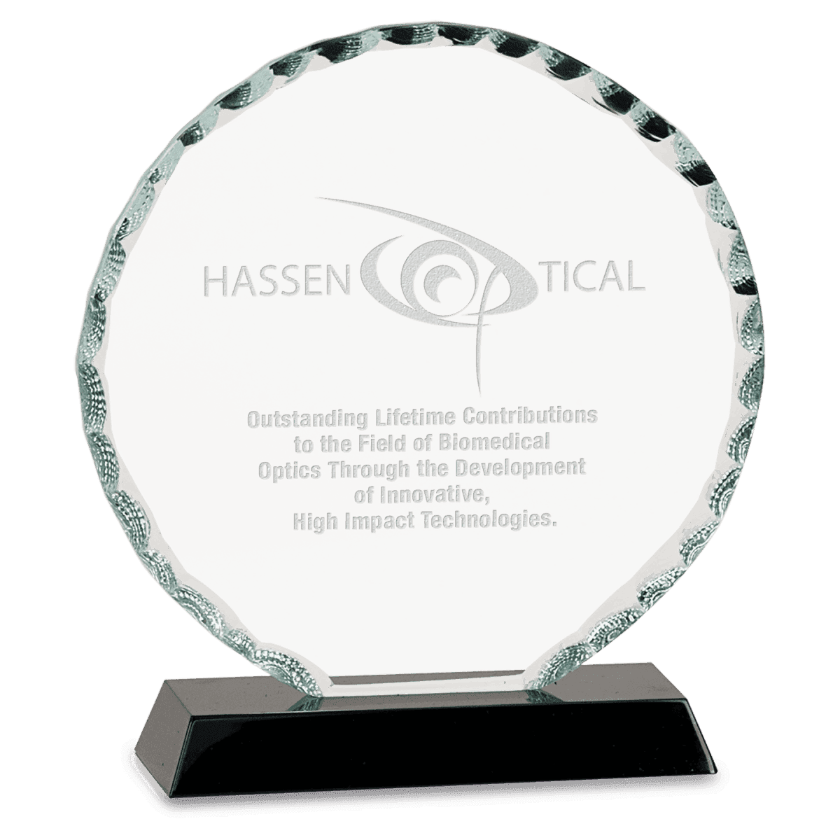 Scalloped Facet Glass Awards with Custom Engraving - Shield