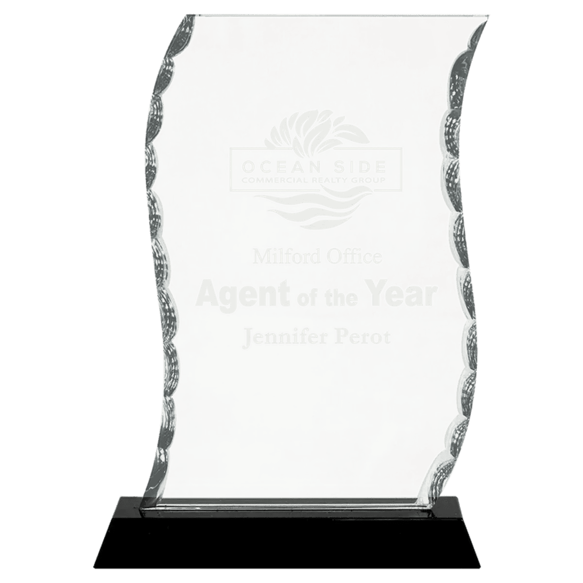 Scalloped Facet Glass Awards with Custom Engraving - Shield