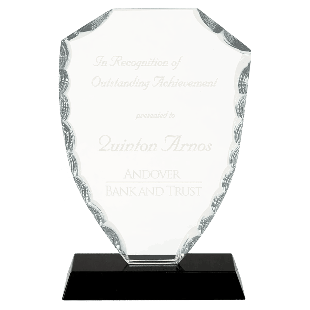 Scalloped Facet Glass Awards with Custom Engraving - Shield