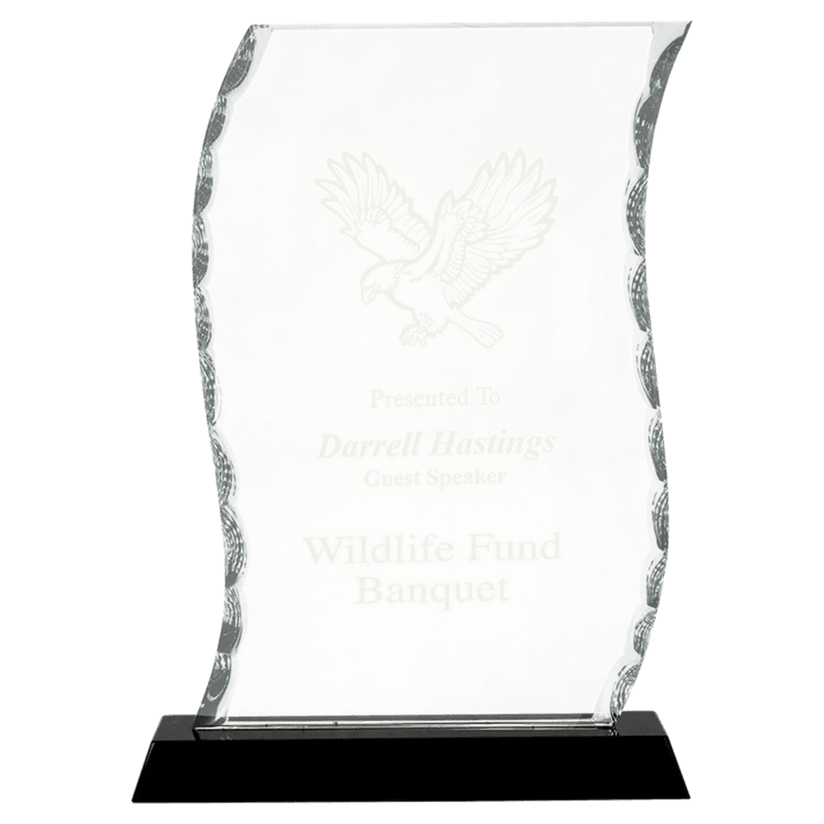 Scalloped Facet Glass Awards with Custom Engraving - Shield