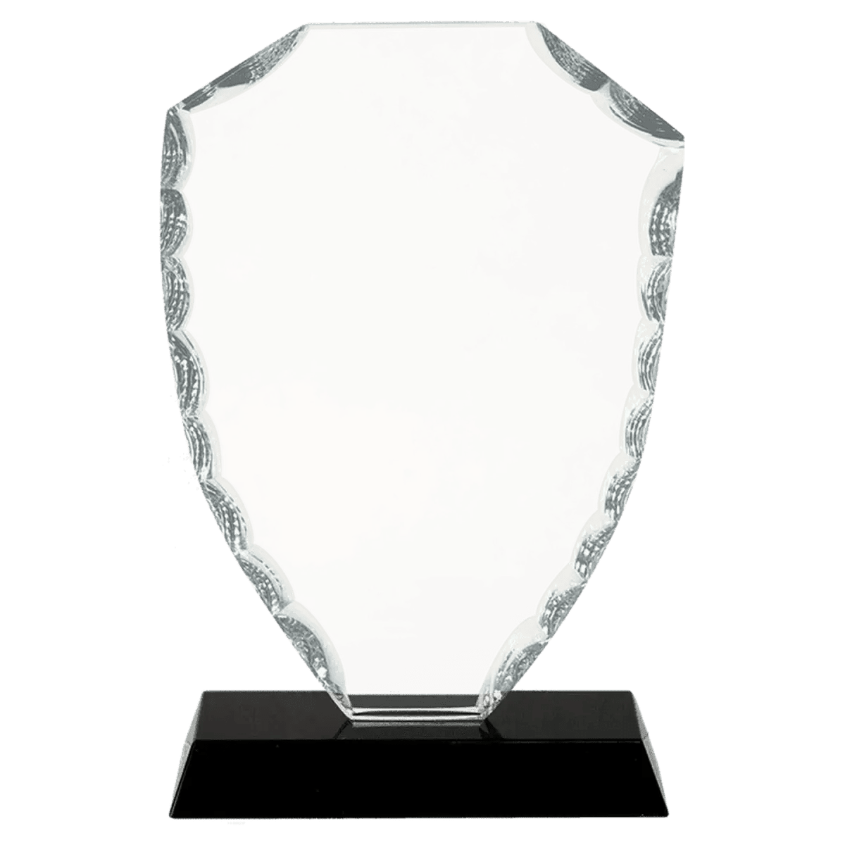 Scalloped Facet Glass Awards with Custom Engraving - Shield