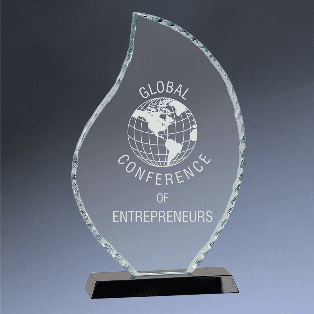 Scalloped Facet Glass Awards with Custom Engraving - Flame