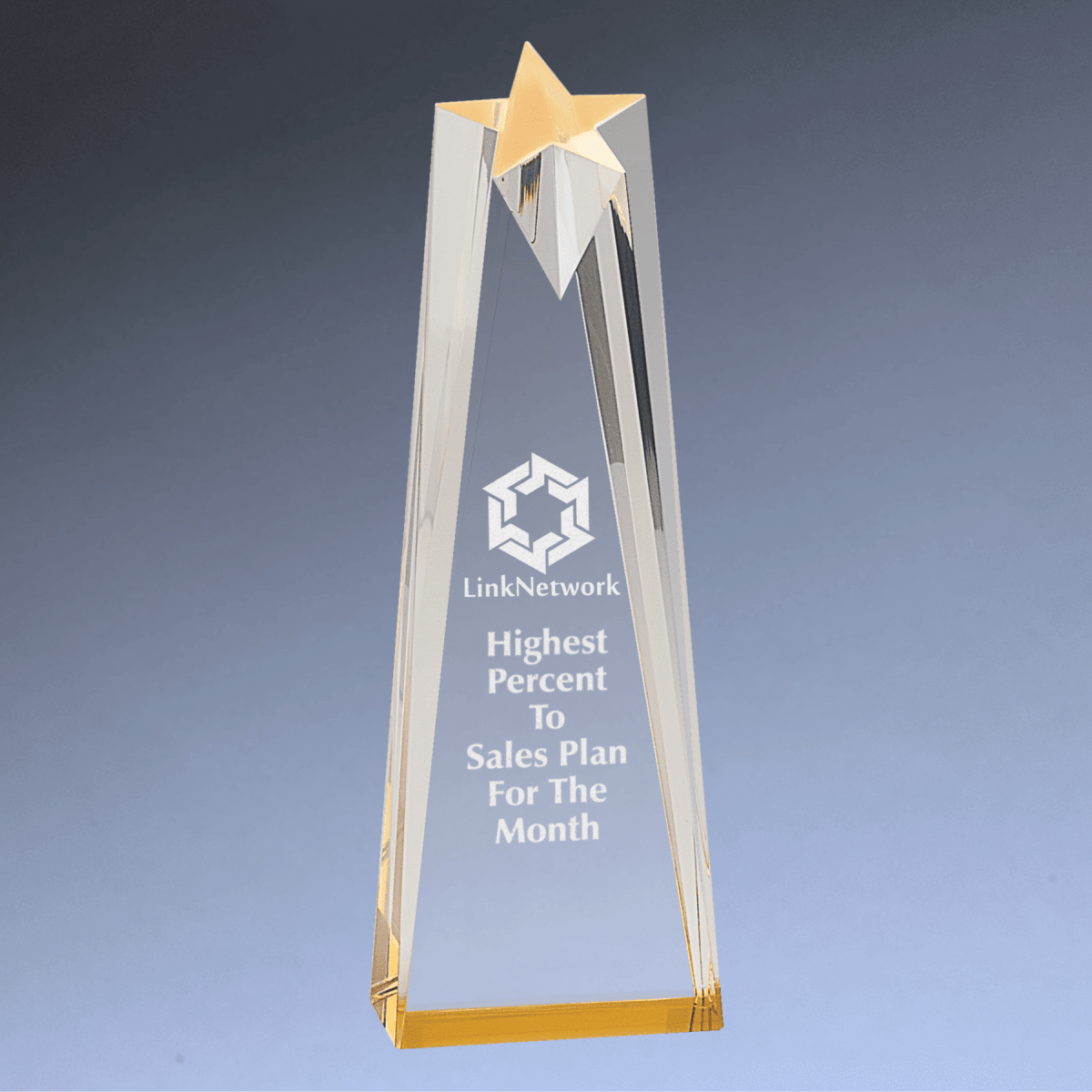 Sculpted Star Acrylic Awards with Blue or Gold Accents - Gold