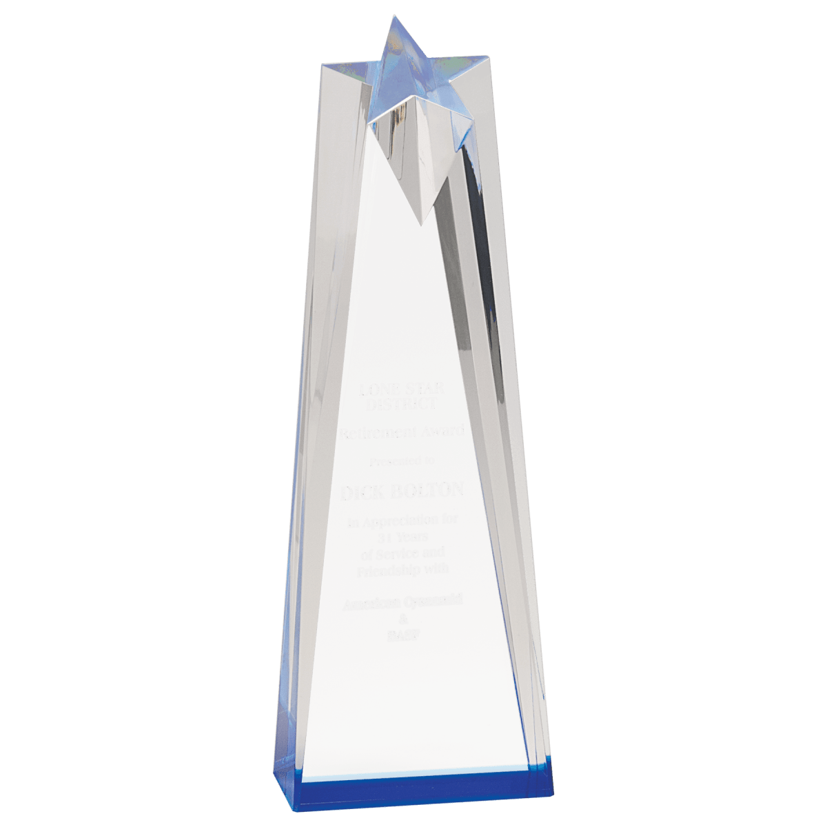 Sculpted Star Acrylic Awards with Blue or Gold Accents - Gold
