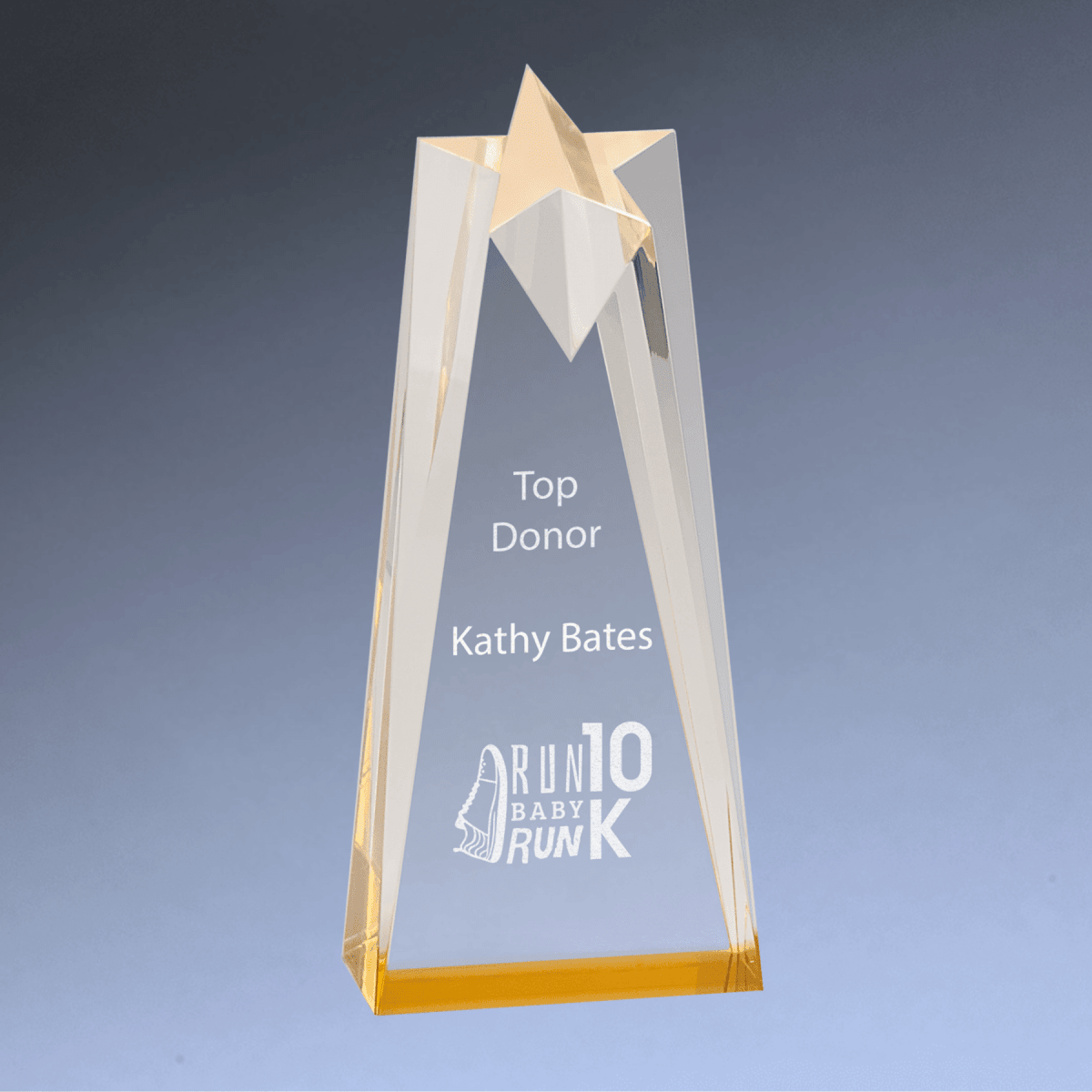 Sculpted Star Acrylic Awards with Blue or Gold Accents - Gold