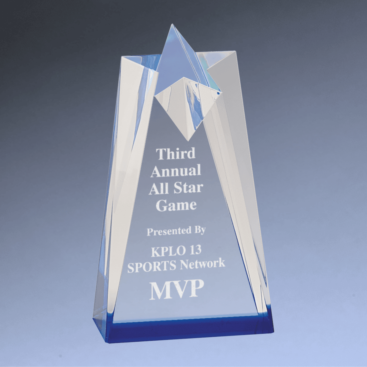 Sculpted Star Acrylic Awards with Blue or Gold Accents - Blue