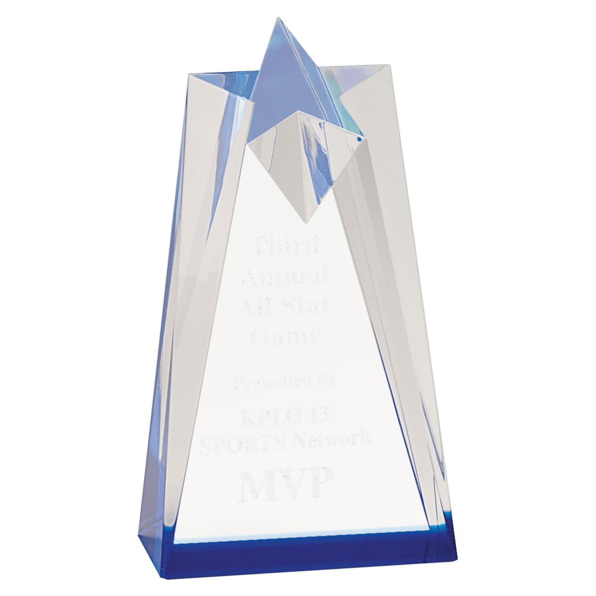 Sculpted Star Acrylic Awards with Blue or Gold Accents - Gold