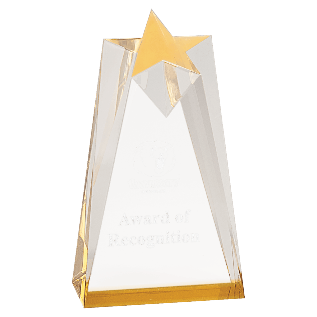 Sculpted Star Acrylic Awards with Blue or Gold Accents - Gold