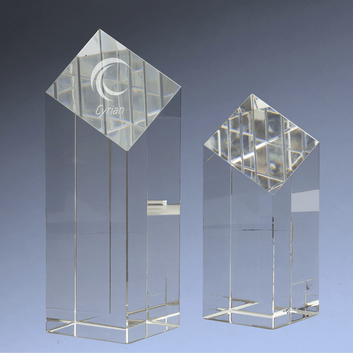 Self - Standing Crystal Diamond Top Pillar Awards - 6"