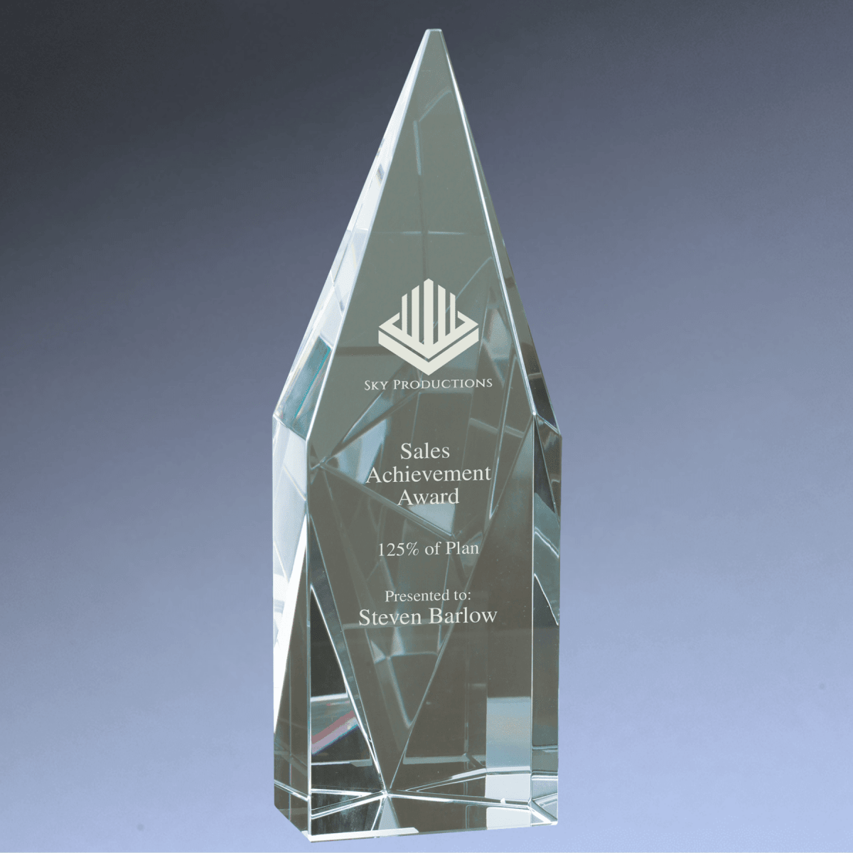 Self - Standing Crystal Diamond Tower Awards - 7 3/4"