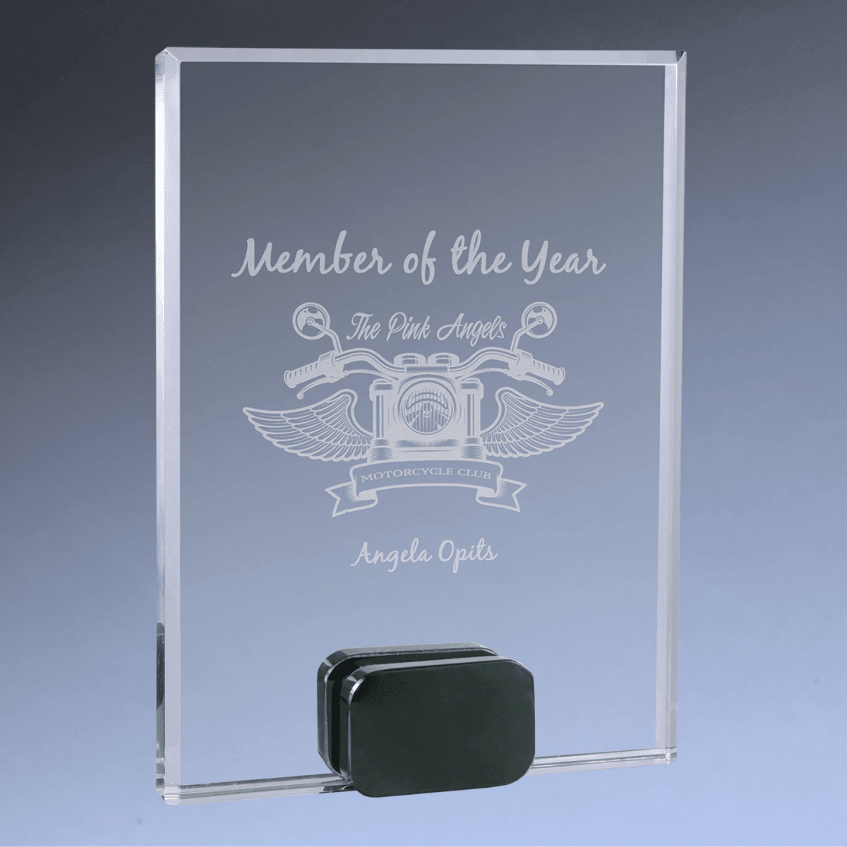 Self - Standing Crystal Rectangle Award Plaque with Custom Engraving - 5" x 7"