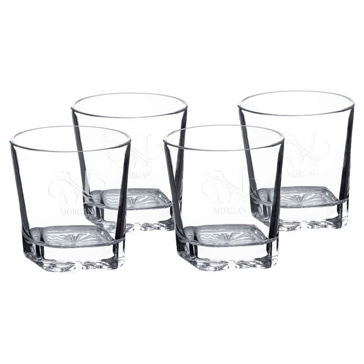 Set of Four 11 oz. Square Rocks Glasses in Gift Box - LightForce Laser Engraving, LLC