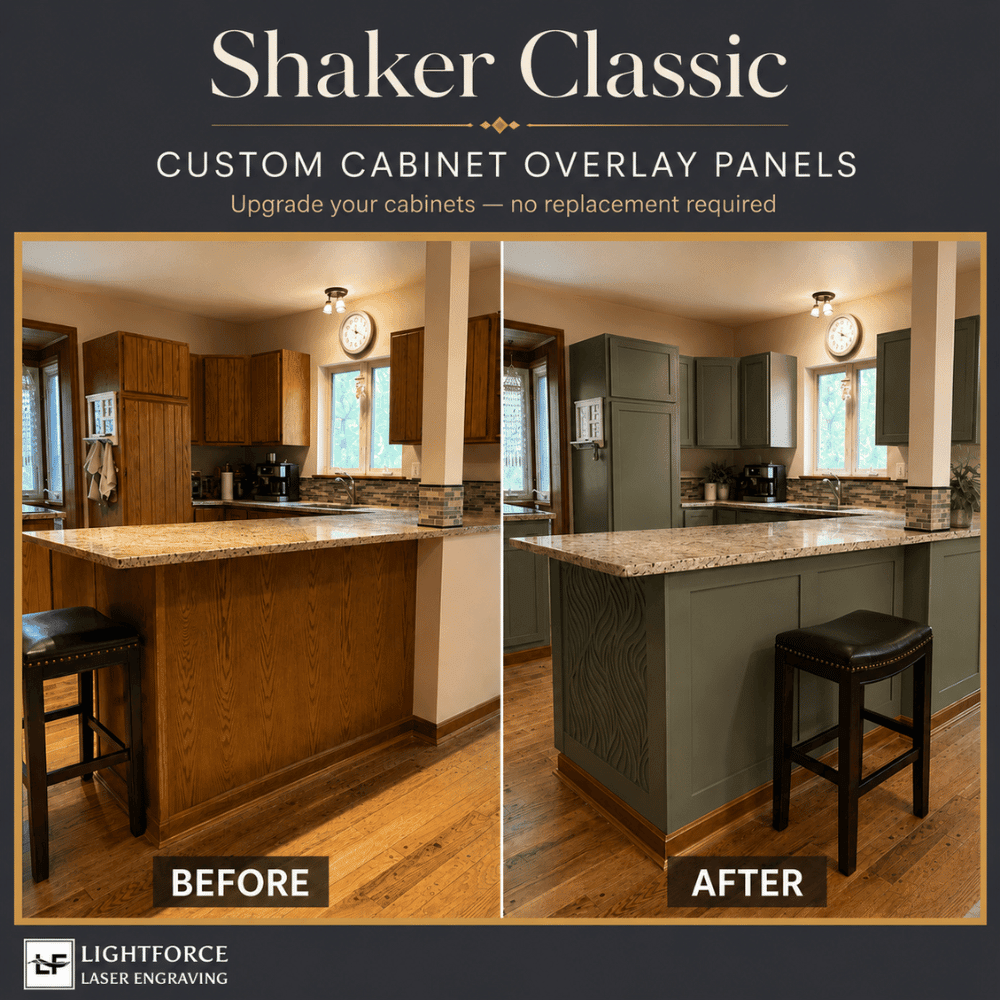 Shaker Cabinet Overlay Panels – Custom Cut to Size (Seamless) - Up to 12" x 12" x 0.188"