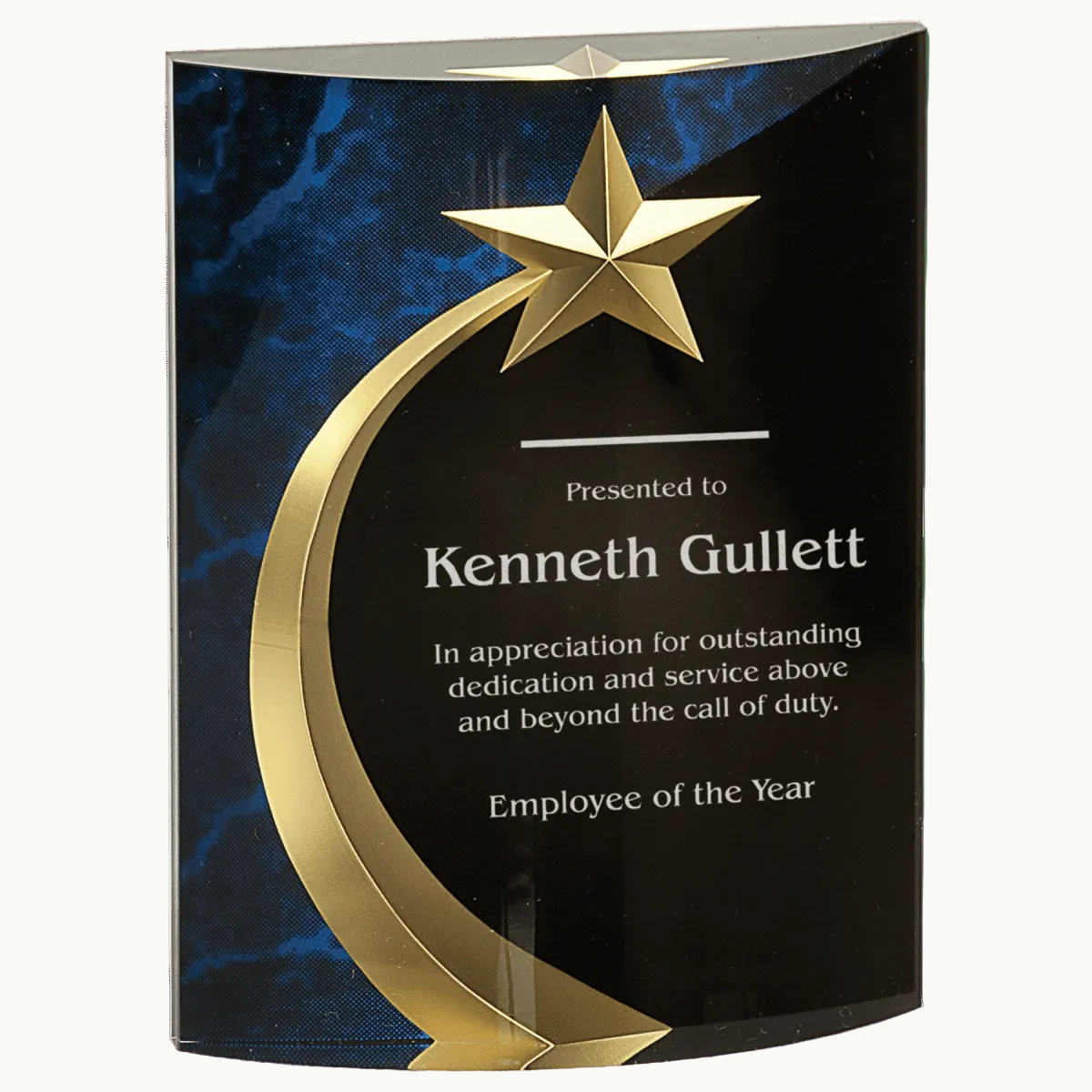 Shooting Star Acrylic Award with Gold Star Embellishment - Blue