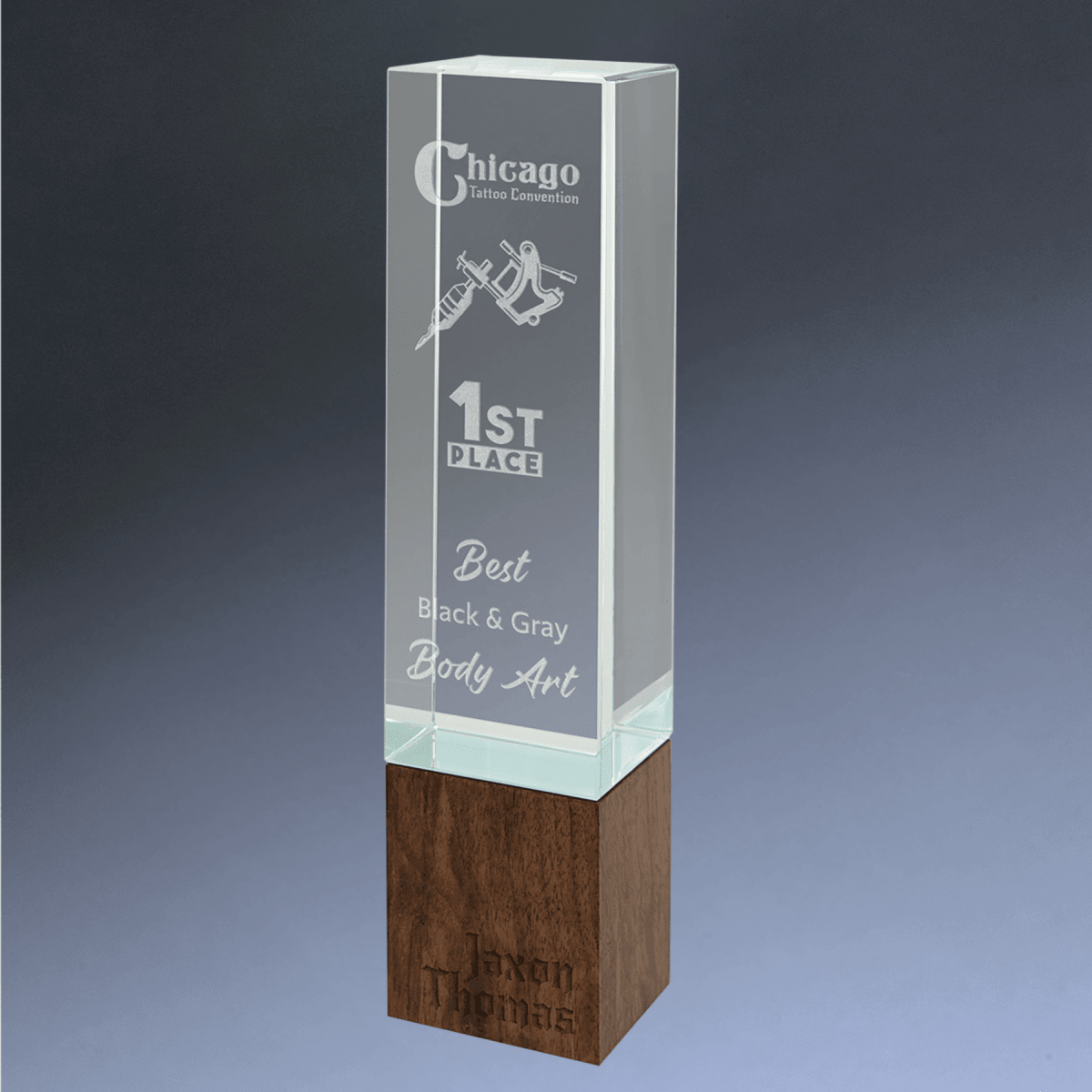 Sierra Glass Awards with Walnut Base – Contemporary Display of Recognition - Rectangle