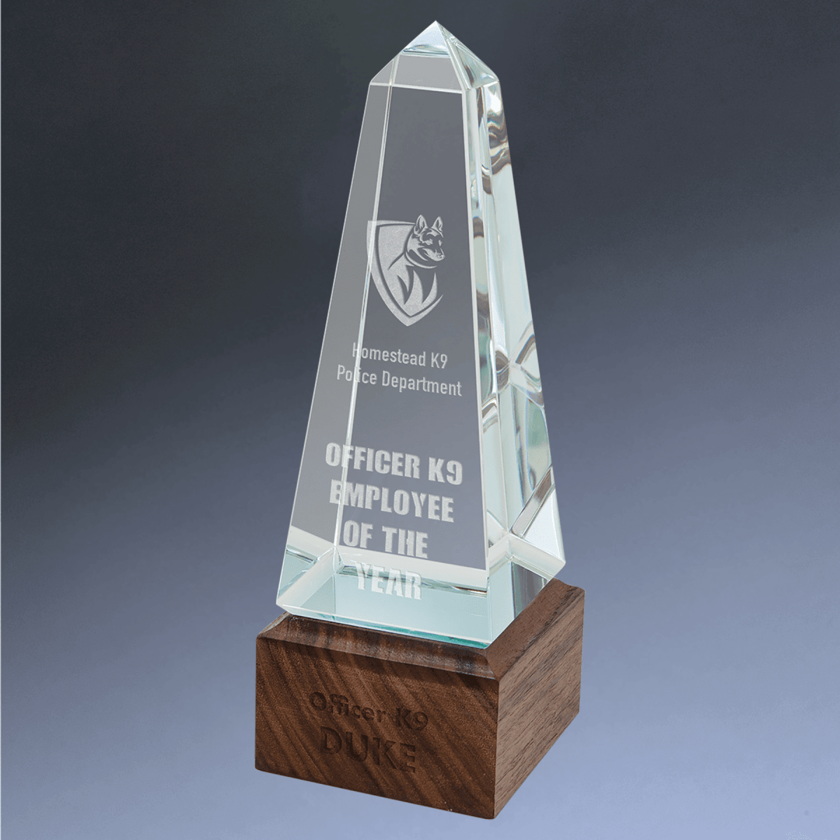 Sierra Glass Awards with Walnut Base – Contemporary Display of Recognition - Peak