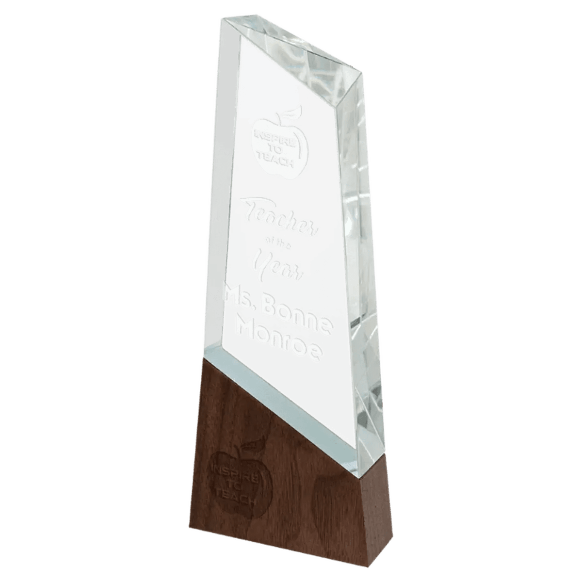 Sierra Glass Awards with Walnut Base – Contemporary Display of Recognition - Cylinder