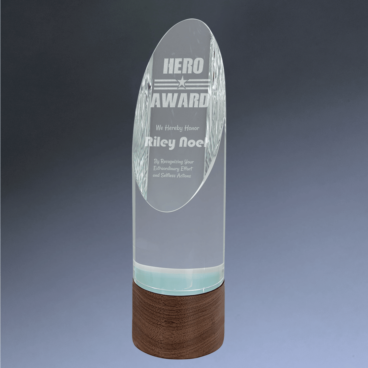 Sierra Glass Awards with Walnut Base – Contemporary Display of Recognition - Cylinder
