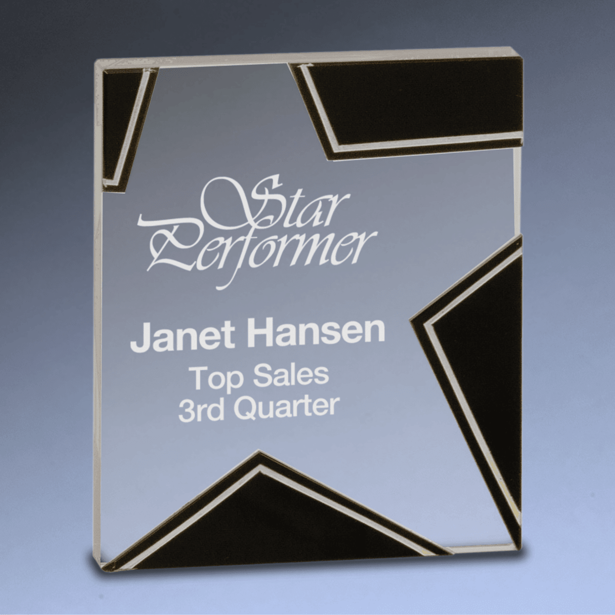 Silver and Black Star Glass Performance Award - 6 1/4"