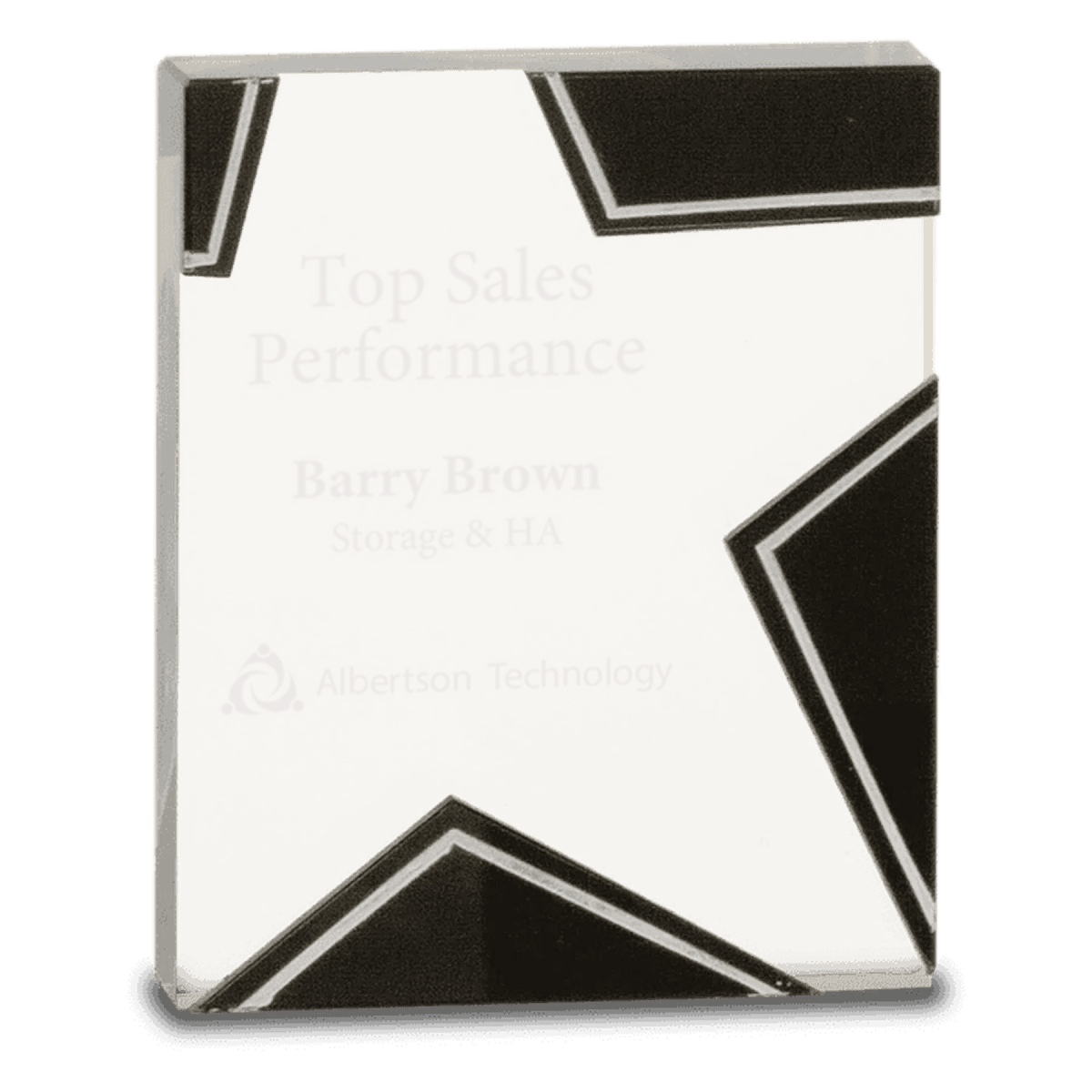 Silver and Black Star Glass Performance Award - 6 1/4"