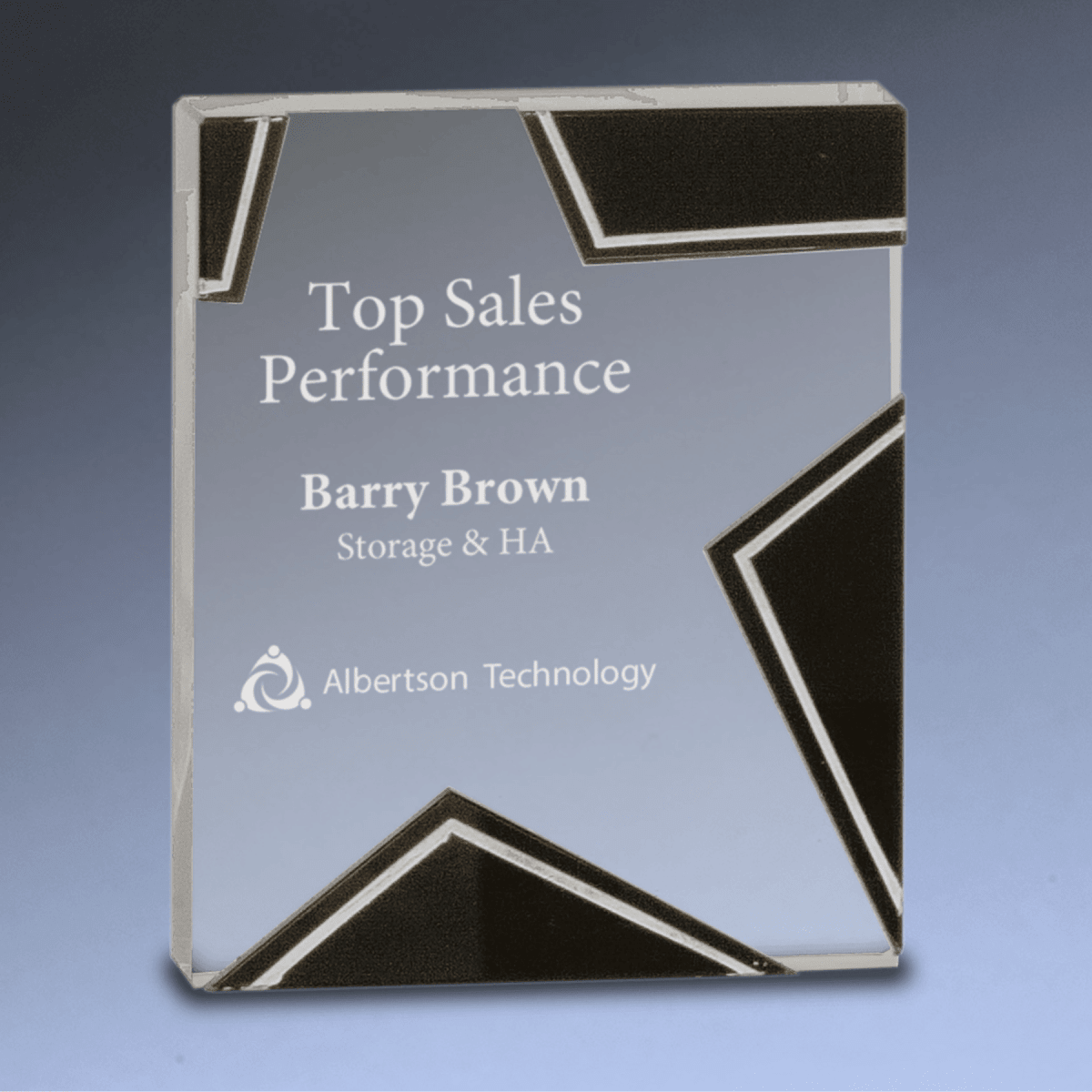 Silver and Black Star Glass Performance Award - 6 3/4"