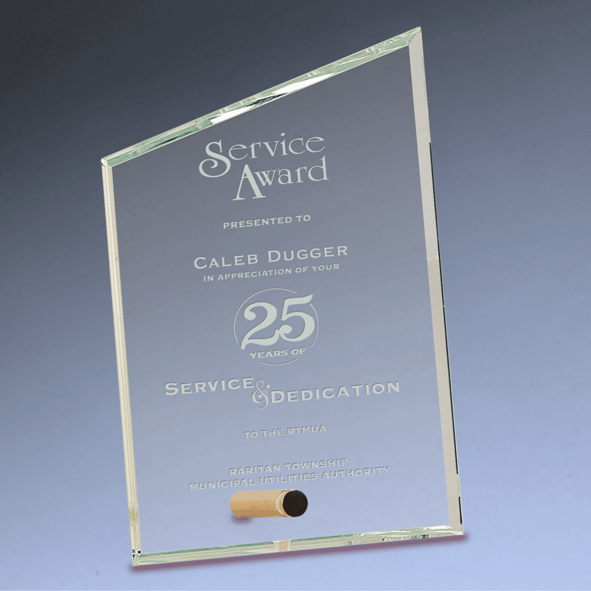 Slant Rectangle Crystal Edge Glass Awards with Brass Pin Display - 4" x 6"