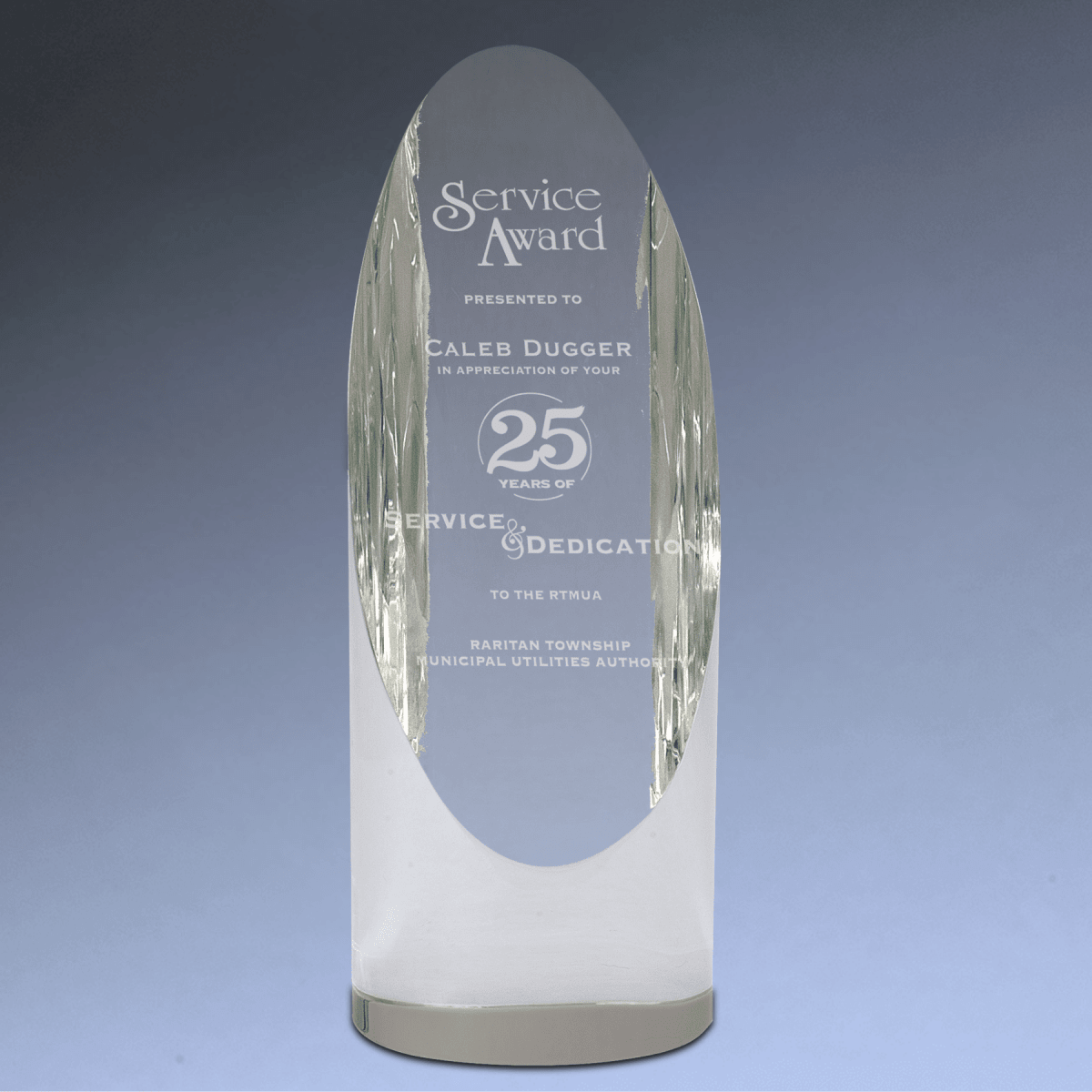 Slant - Top Crystal Cylinder Award with Custom Engraving - 6 1/2"