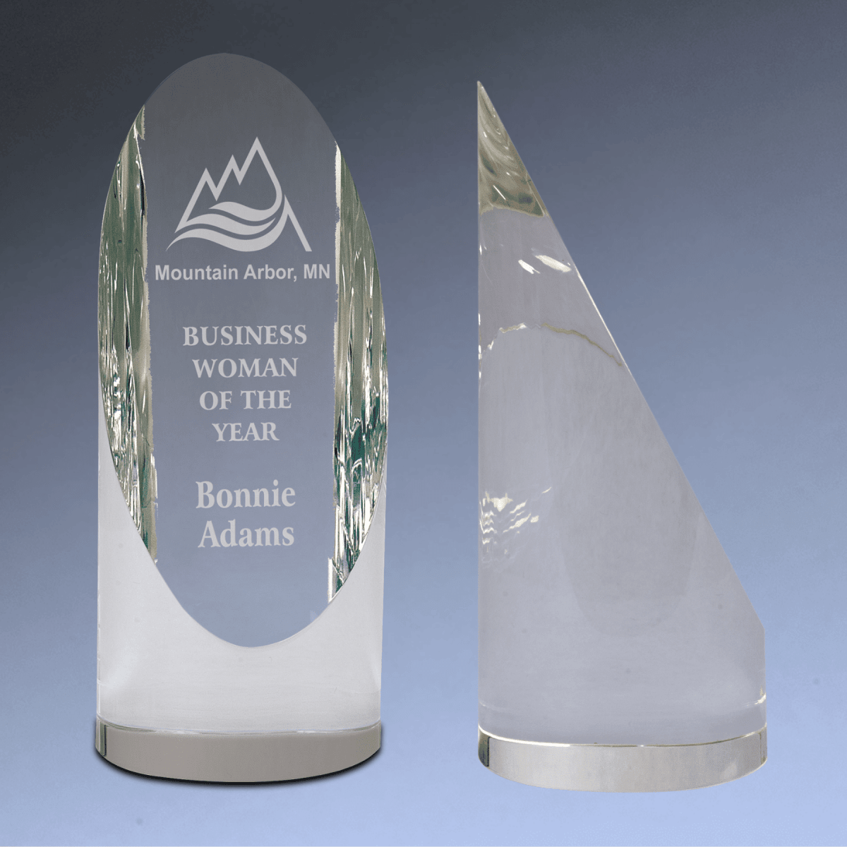 Slant - Top Crystal Cylinder Award with Custom Engraving - 7 1/2"