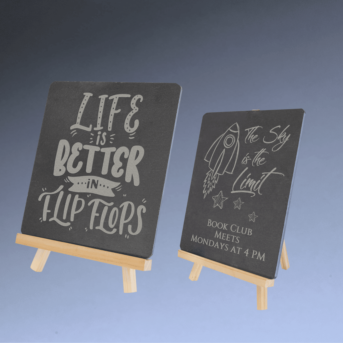 Slate Easel Sign with Custom Engraving - Counter and Table Display - 6 3/4" x 7 3/4"