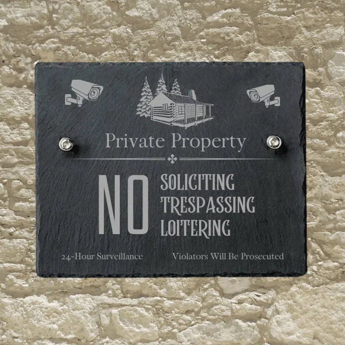 Slate Informational Signs with Bolts | Custom Utility Signs for Indoor or Outdoor - No Trespasssing