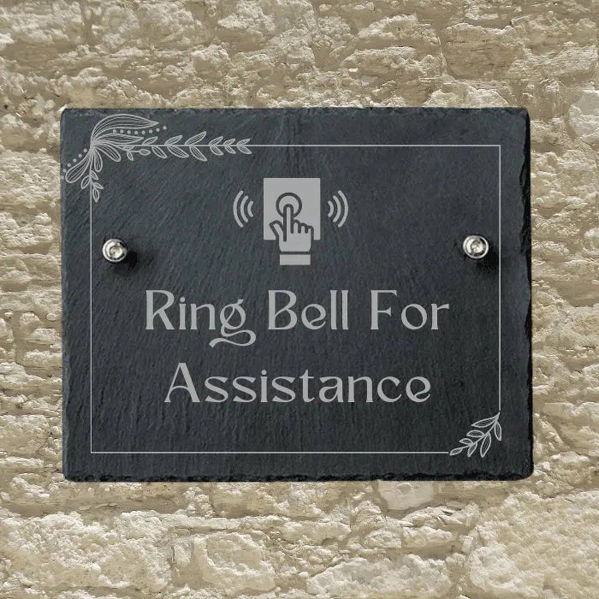 Slate Informational Signs with Bolts | Custom Utility Signs for Indoor or Outdoor - Ring Bell for Assistance