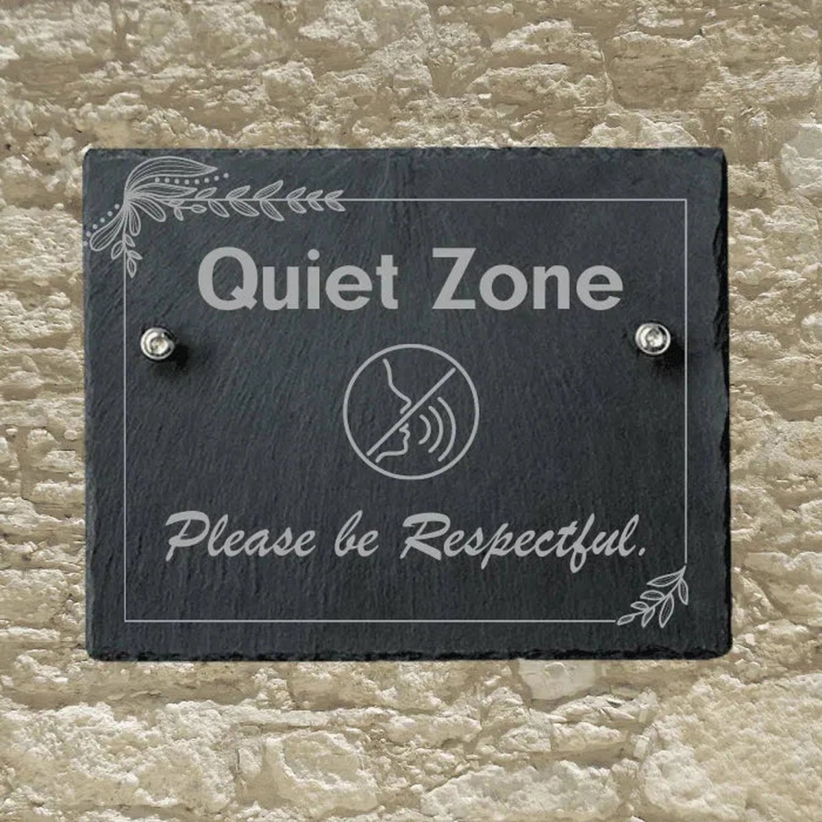 Slate Informational Signs with Bolts | Custom Utility Signs for Indoor or Outdoor - Quiet Zone