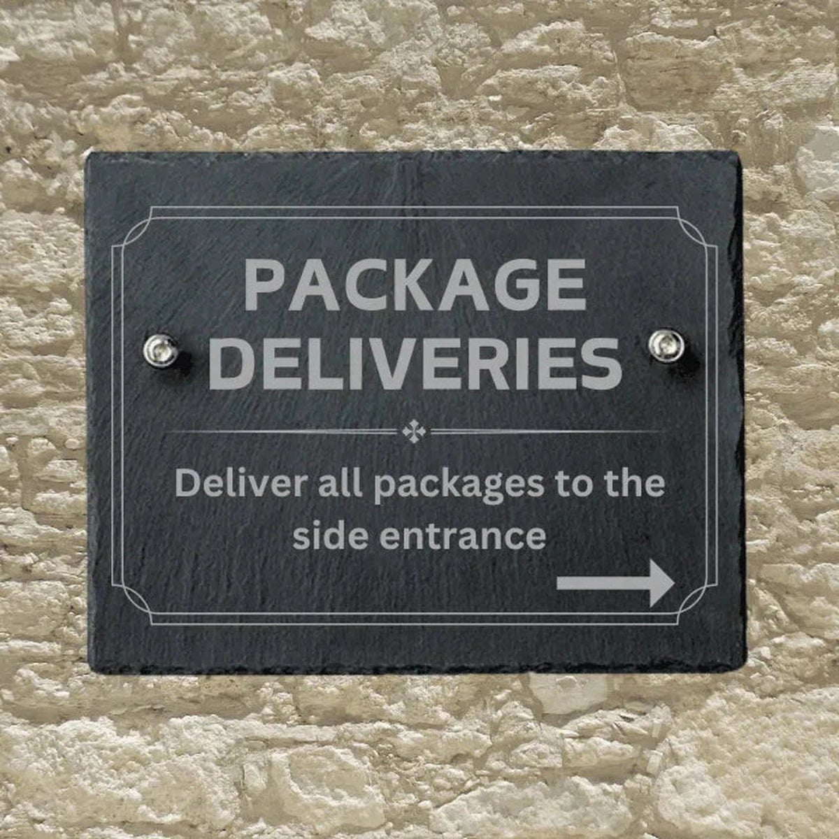 Slate Informational Signs with Bolts | Custom Utility Signs for Indoor or Outdoor - Package Deliveries