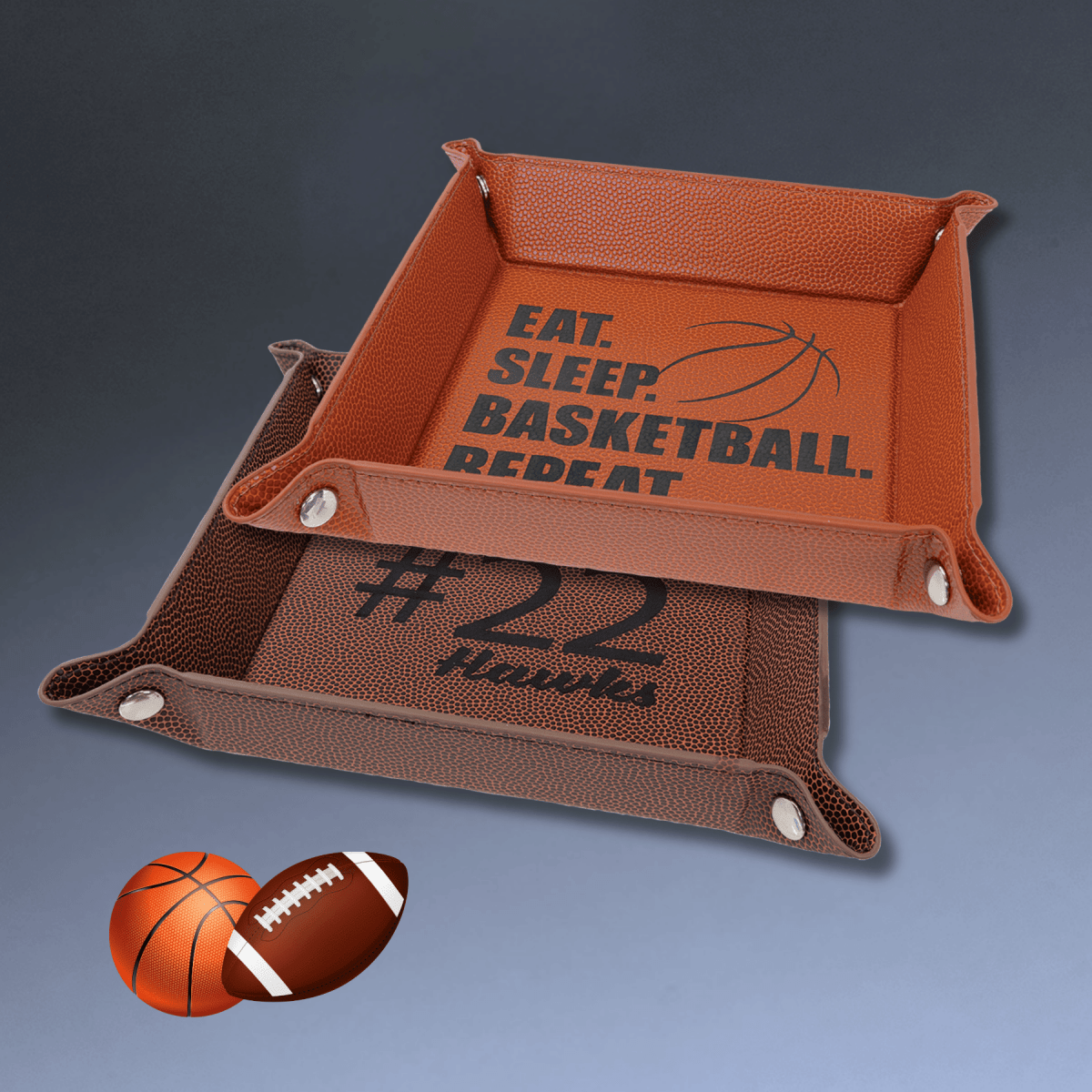 Snap Up Valet and Caddy Trays with Sport Themes - White