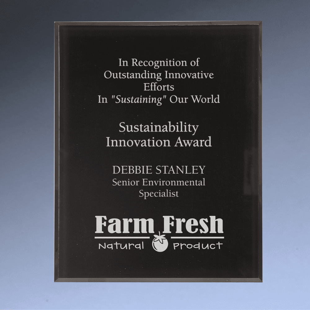 Solid Black Acrylic Award Plaque with Clear Bordered Frame - 7" x 9"