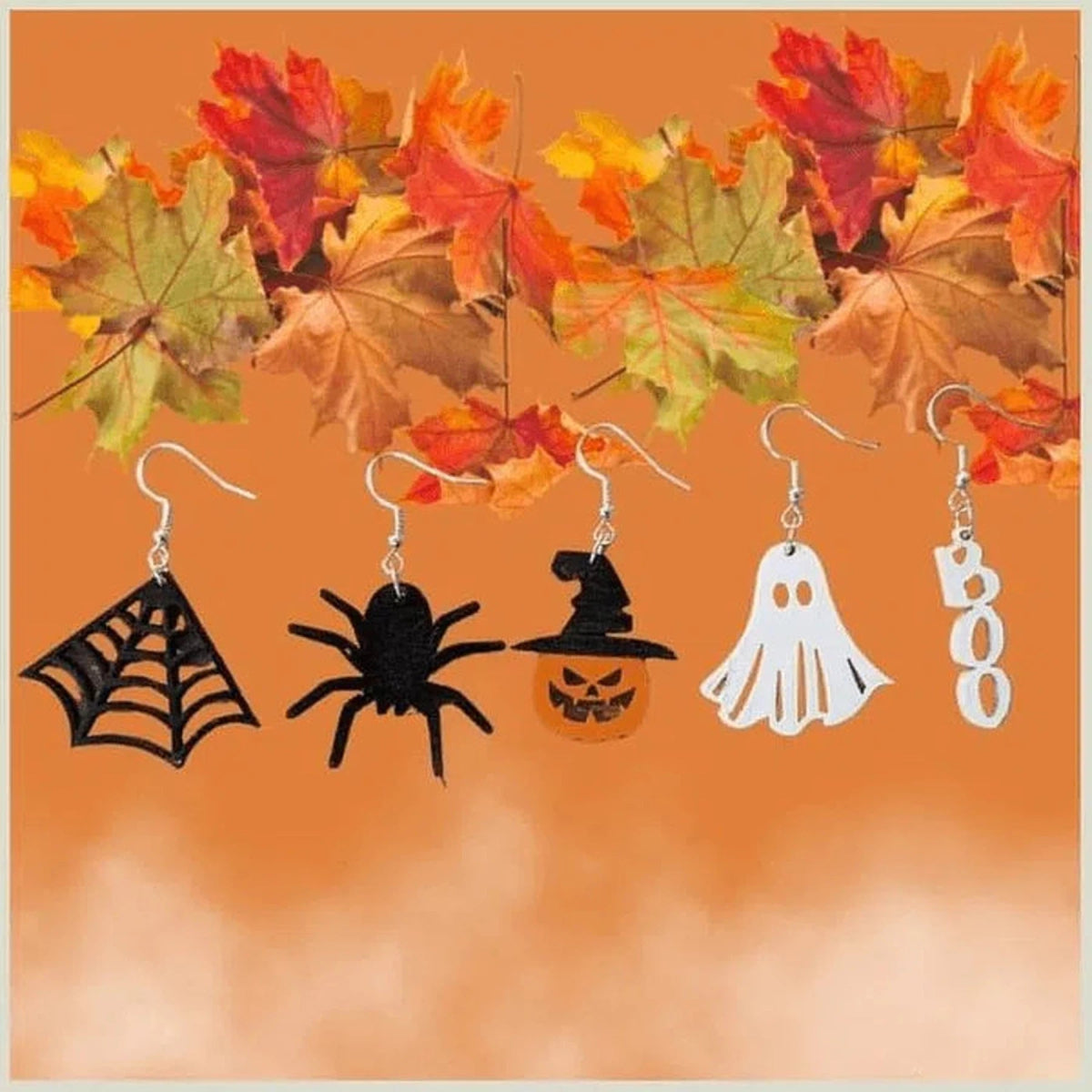 Spooky Halloween Earrings Hand - Made (Ghost, Pumpkin, Spider, Coffin, Spider Web) - LightForce Laser Engraving, LLC