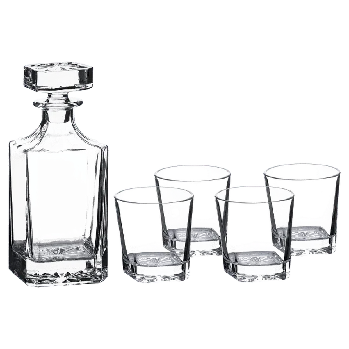 Square Glass Decanter Set with Four Glasses and Gift Box - LightForce Laser Engraving, LLC