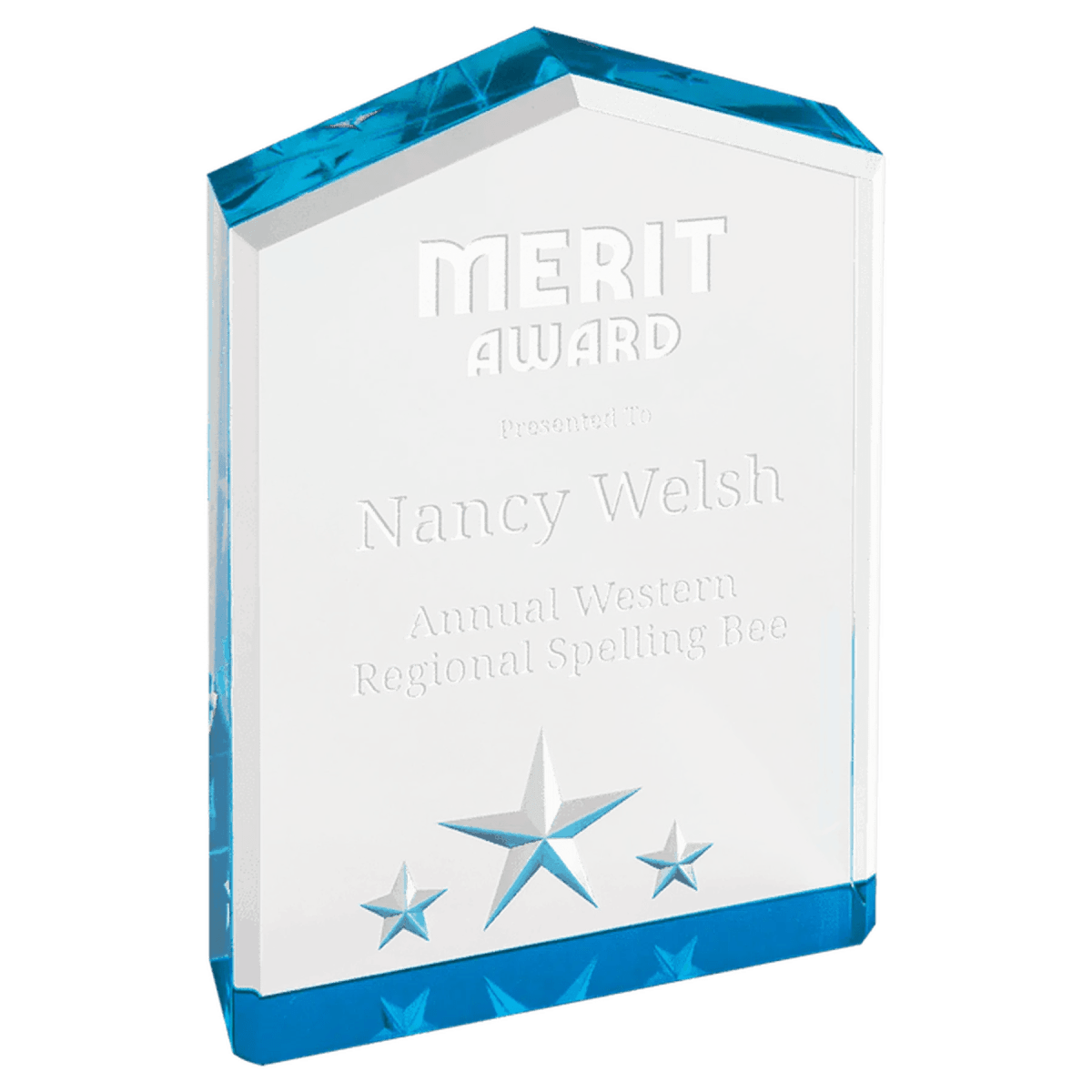 Star Point Acrylic Award with Star Embellishments and Color Accents - Silver