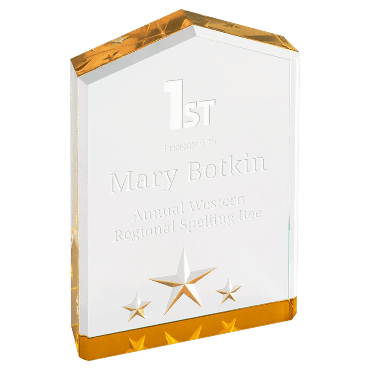 Star Point Acrylic Award with Star Embellishments and Color Accents - Silver