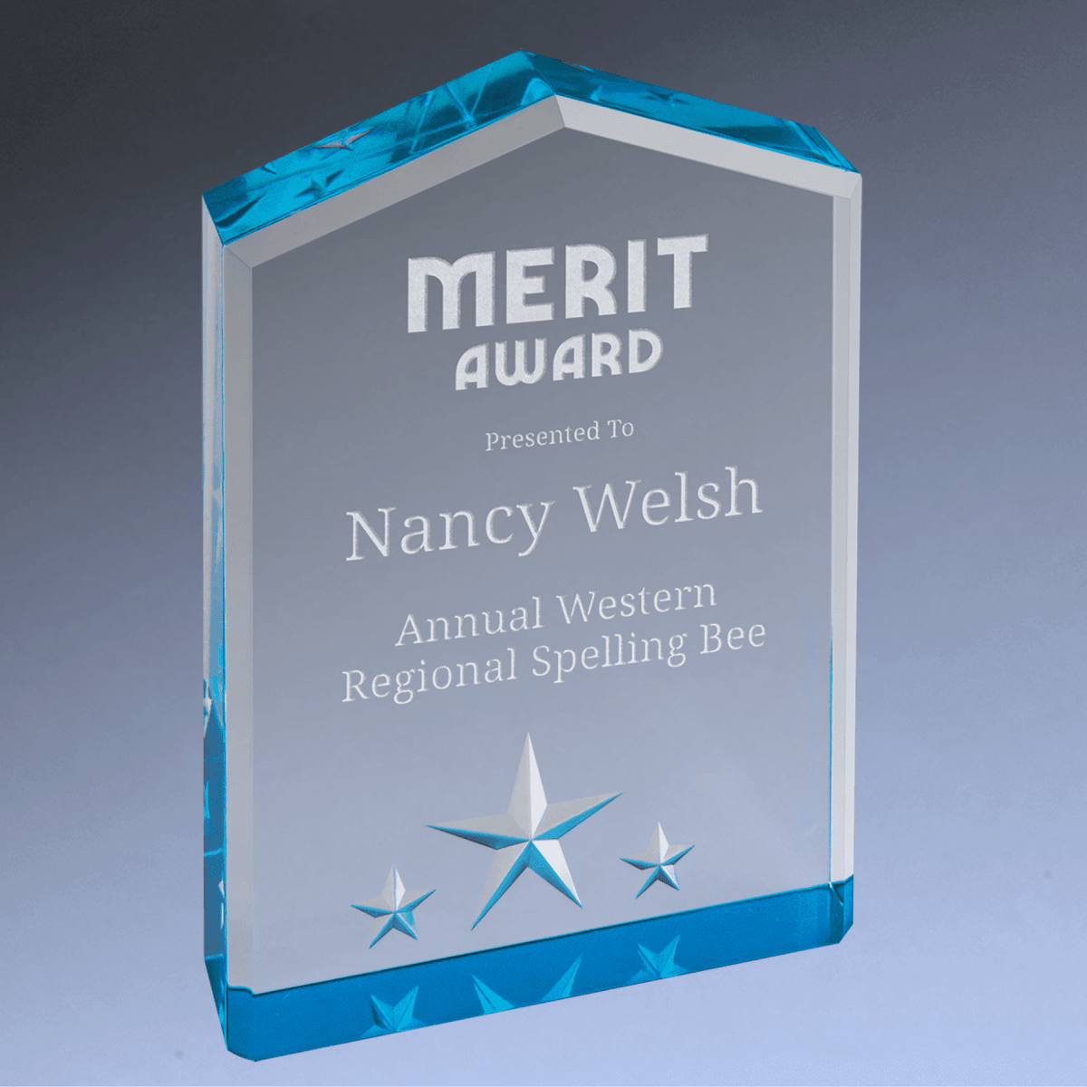 Star Point Acrylic Award with Star Embellishments and Color Accents - Blue